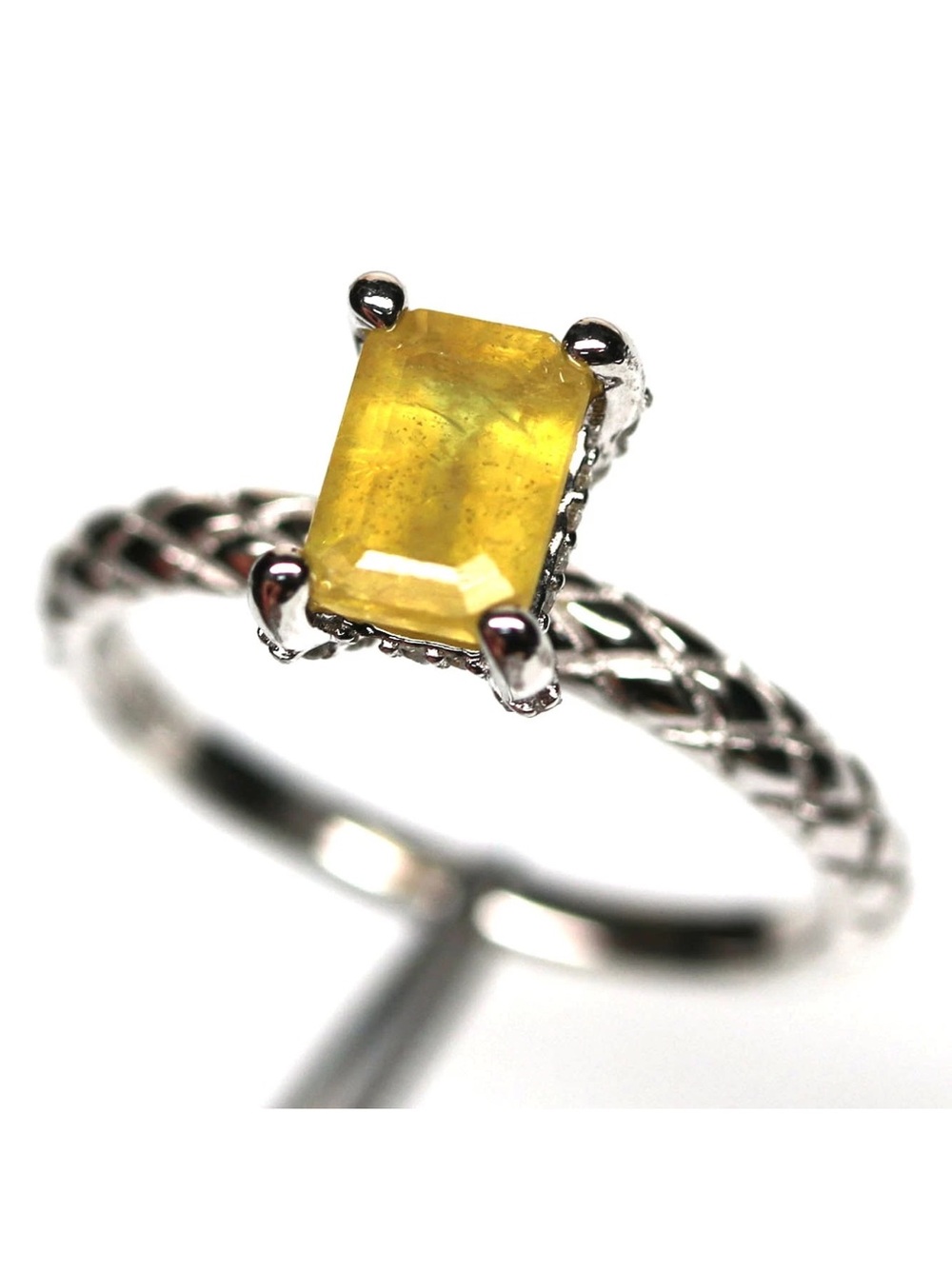 Stunning 1.5CT Natural Yellow Sapphire Hidden Halo 925 Sterling Silver Ring 6.75